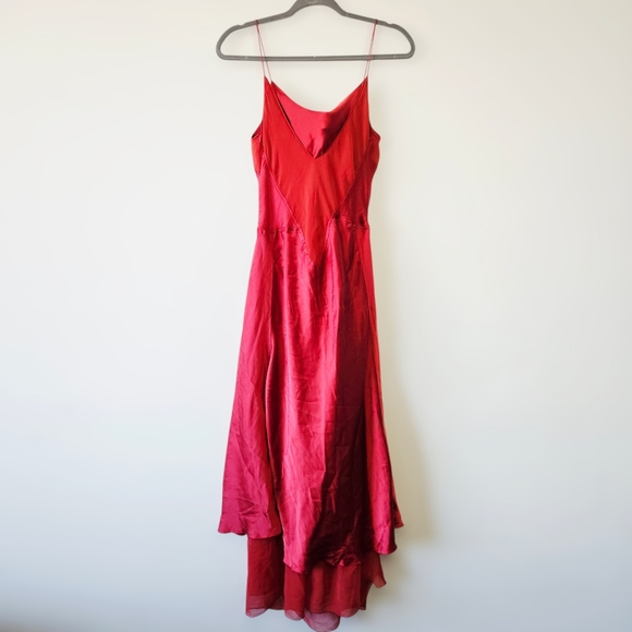 Vintage 90's Maggie Walt 100% Silk Size S Layered Ruffle Asymmetrical Hem - Picture 2 of 6